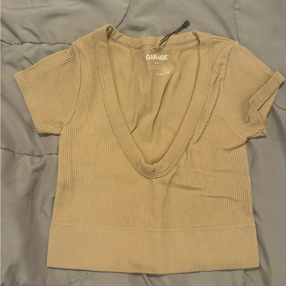 Garage Beige Ribbed Crop Top - Picture 7 of 10